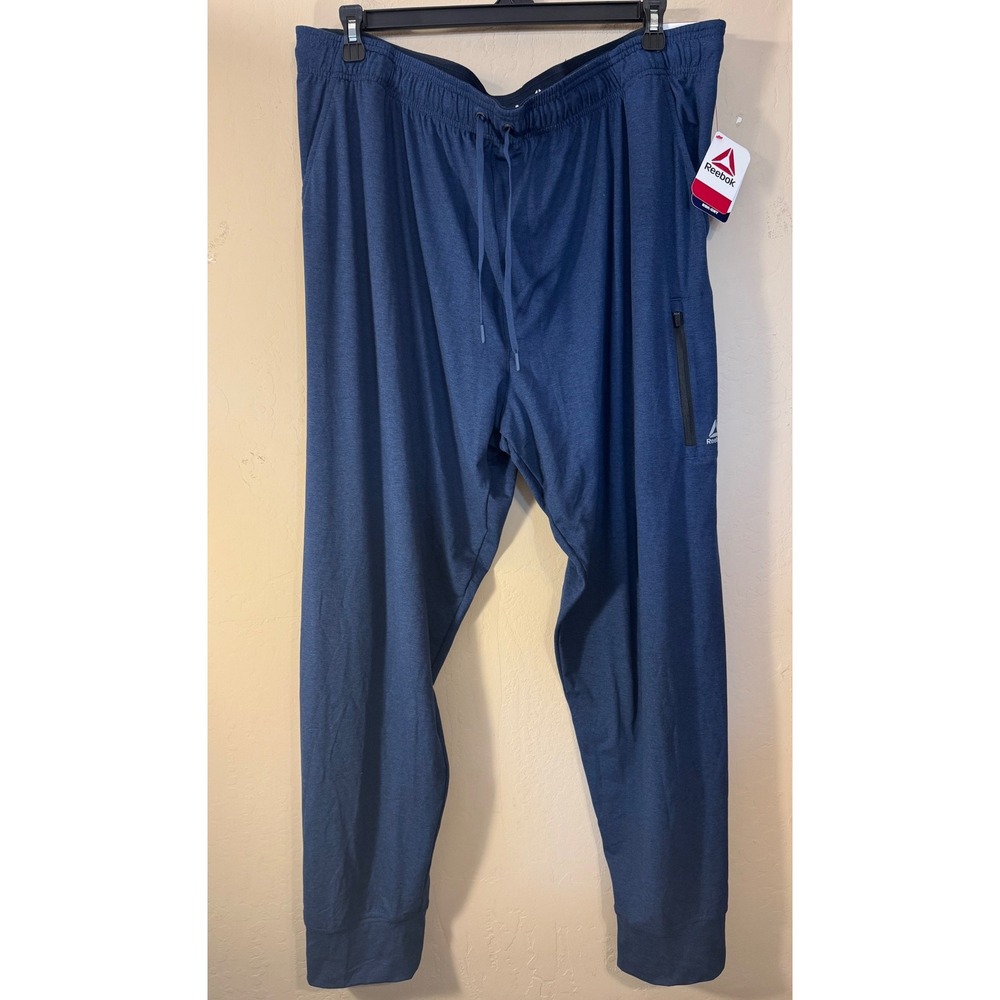 Reebok Jogger Pants Men 3XL Blue Legacy Heathered RBK-Dry Pants NEW